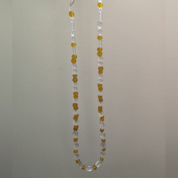 Vintage Czech Amber and Clear Glass Necklace - Picture 16 of 16